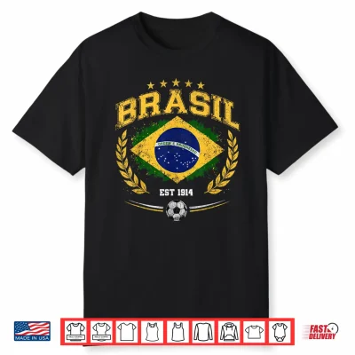 Brasil With Brazilian Flag Colors Women Kids Boys Men Brazil Shirt