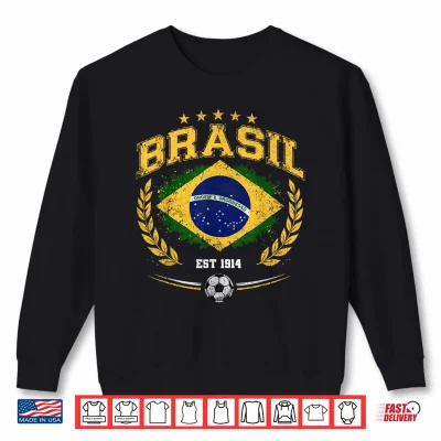 Sweatshirt Brasil with Brazilian Flag Colors Women Kids Boys Men Brazil Shirt