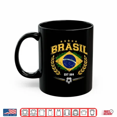 Mug Brasil with Brazilian Flag Colors Women Kids Boys Men Brazil Shirt