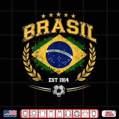 Design Brasil with Brazilian Flag Colors Women Kids Boys Men Brazil Shirt