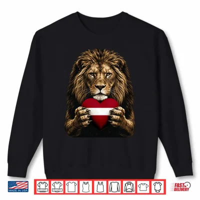 Sweatshirt Latvia Flag Heart Pride Country Heritage Lion Latvian Shirt