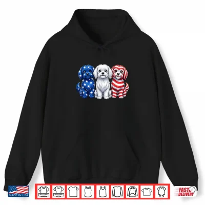 Hoodie Maltese American Flag 4th of July Independence Day Shirt