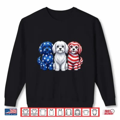 Sweatshirt Maltese American Flag 4th of July Independence Day Shirt