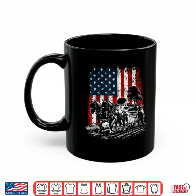 Draft Horse Farming Patriotic American Flag Vintage Farmer Shirt 2 Mug Draft Horse Farming Patriotic American Flag Vintage Farmer Shirt