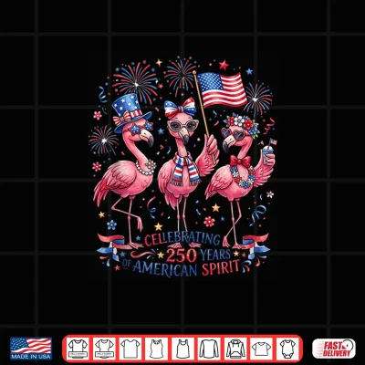 Design Patriotic Flamingo American Spirit 250 Years Celebration Shirt