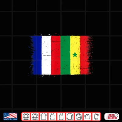 Design Vintage Senegal France Flag for Proud Senegalese French Fan Shirt