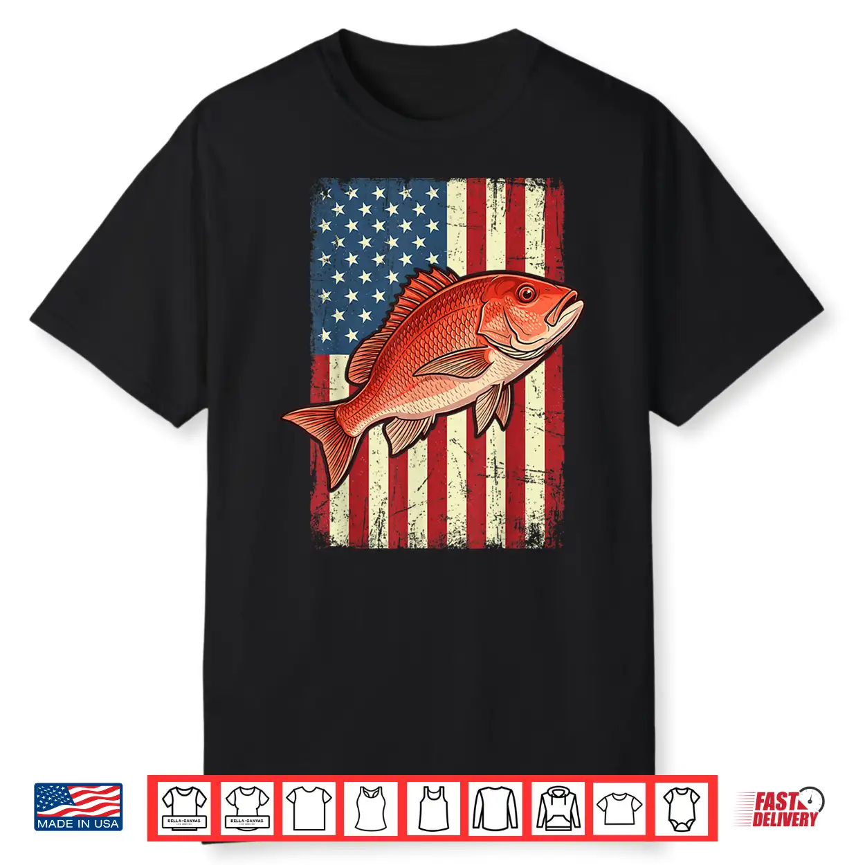 Red Snapper Us Flag Shirt Red Snapper Us Flag Shirt