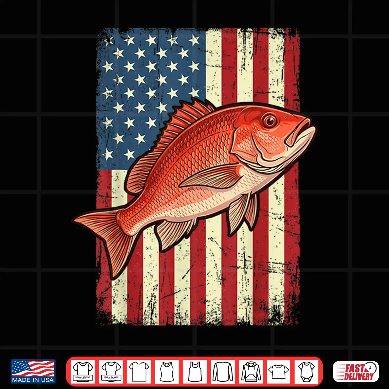 Red Snapper Us Flag Shirt Red Snapper Us Flag Shirt