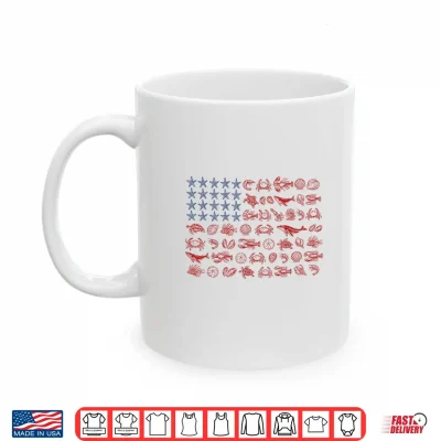 Mug 4th of July Coastal Sea Animal American Flag Fishing Shirt