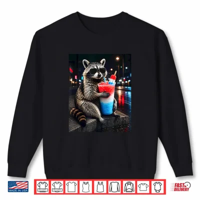 Sweatshirt 4th of July Raccoon Drinking Iced Cocktail Funny Animal Meme Shirt
