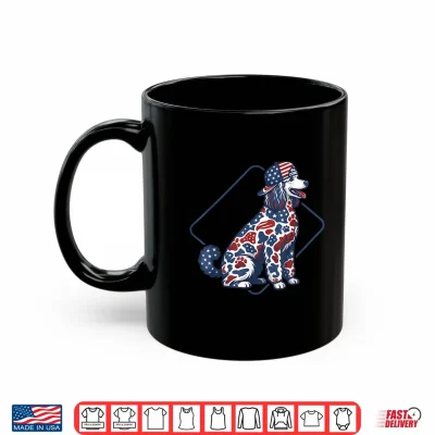 Mug Camo Poodles Patriotic USA Flag Dog Lover 4th of July Shirt
