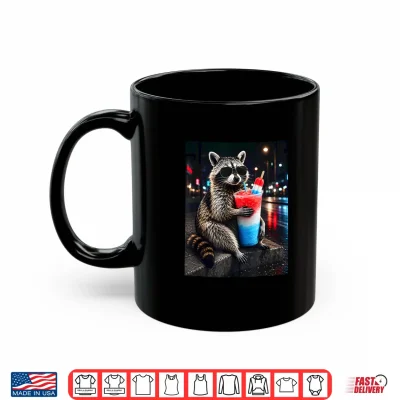 Mug 4th of July Raccoon Drinking Iced Cocktail Funny Animal Meme Shirt