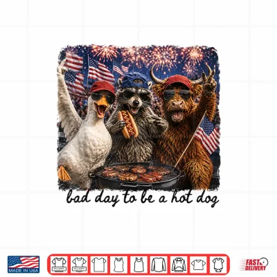 Design Bad Day to Be A Hot Dog Funny 4th of July BBQ Party Shirt