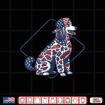 Design Camo Poodles Patriotic USA Flag Dog Lover 4th of July Shirt