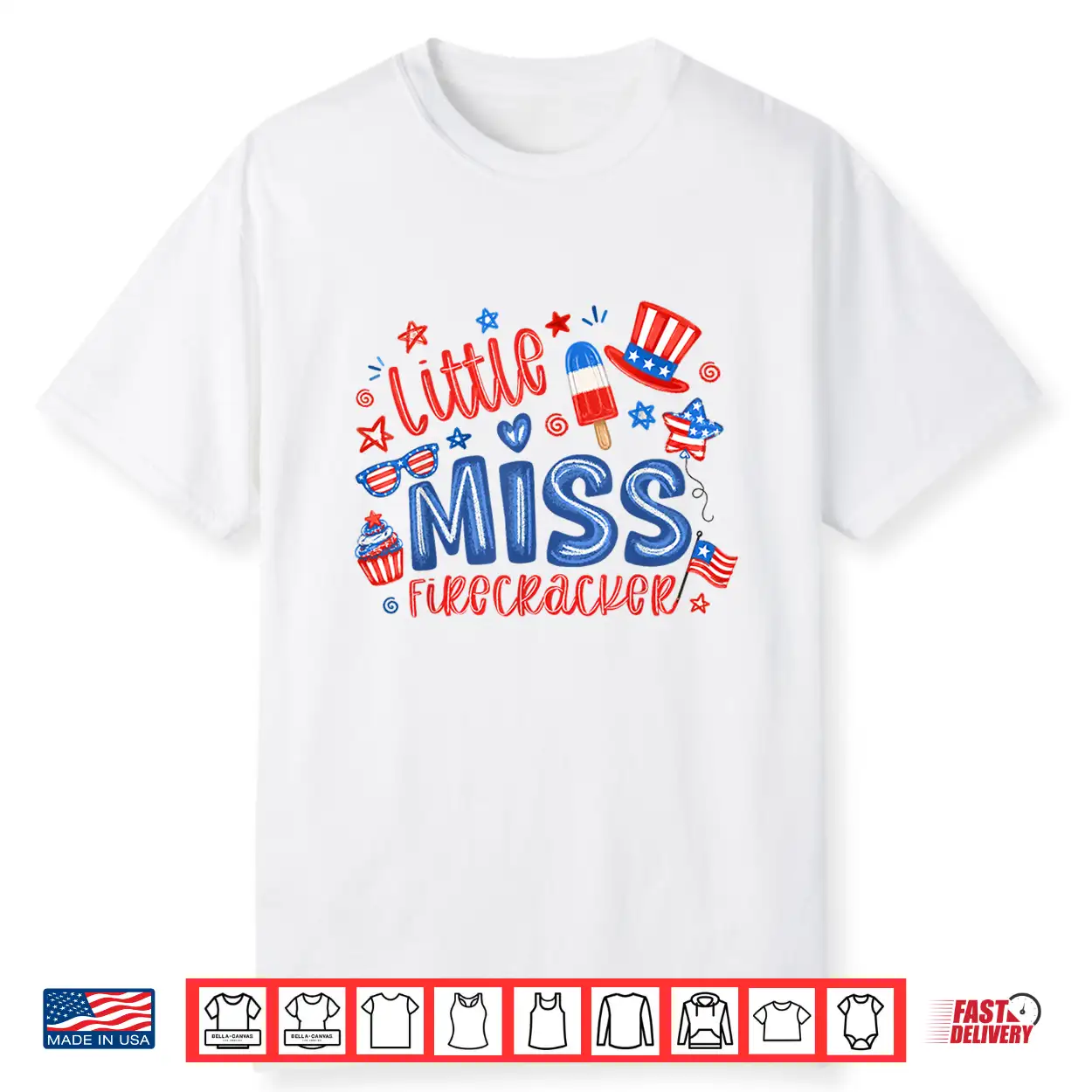 Little Miss Firecracker Funny 4Th Of July Cute Girl Toddler Shirt Little Miss Firecracker Funny 4Th Of July Cute Girl Toddler Shirt