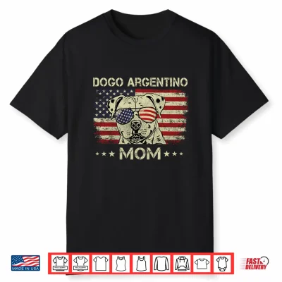 Mens Dogo Argentino Mom Dog Lovers American Flag 4Th Of July Performance Shirt
