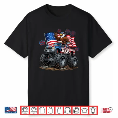 Monster Truck Bald Eagle Usa Patriotic Shirt 4Th Of July Shirt