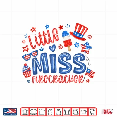 Little Miss Firecracker Funny 4Th Of July Cute Girl Toddler Shirt 4 Design Little Miss Firecracker Funny 4th of July Cute Girl Toddler Shirt