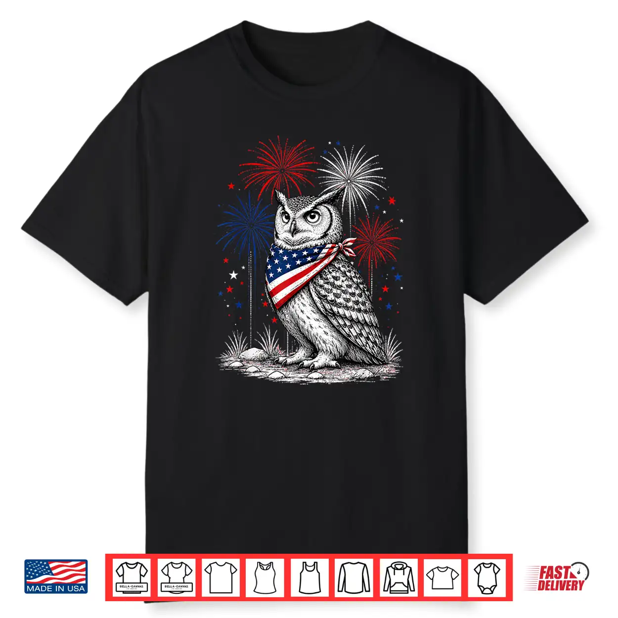 Owl America’S 250Th Patriotic Fireworks Animal Lovers Shirt Owl America’S 250Th Patriotic Fireworks Animal Lovers Shirt