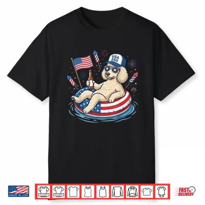 Patriotic Poodle Beer Floatie Usa Flag 4Th Of July Shirt