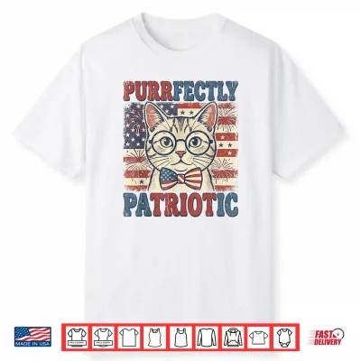 Purrfectly Patriotic Cat Vintage 4Th Of July Graphic Shirt