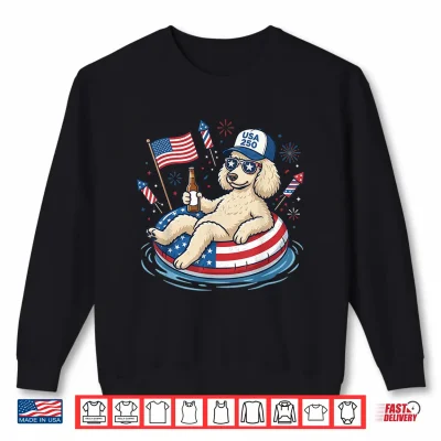 Sweatshirt Patriotic Poodle Beer Floatie USA Flag 4th of July Shirt