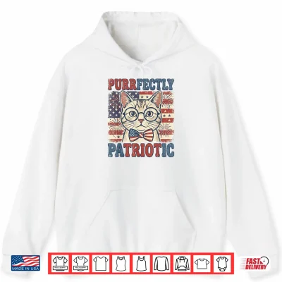 Hoodie Purrfectly Patriotic Cat Vintage 4th of July Graphic Shirt