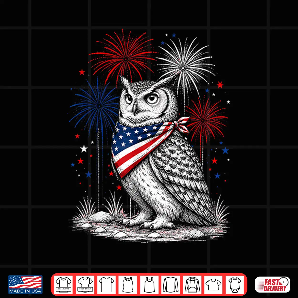Owl America’S 250Th Patriotic Fireworks Animal Lovers Shirt Owl America’S 250Th Patriotic Fireworks Animal Lovers Shirt