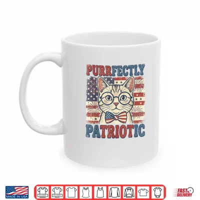 Mug Purrfectly Patriotic Cat Vintage 4th of July Graphic Shirt