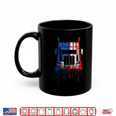 Mug Trucker Truck Driver Semi American Flag USA Drip Graffiti Shirt