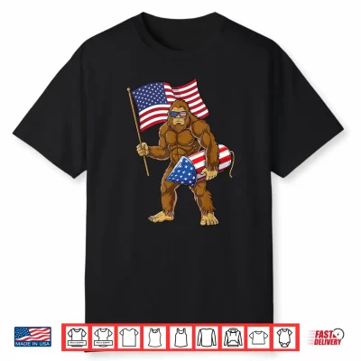 4Th Of July Bigfoot Sasquatch Fireworks America Patriotic Shirt
