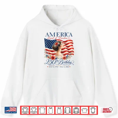 Hoodie 250th Anniversary USA Women 4th of July America 250 Years Shirt