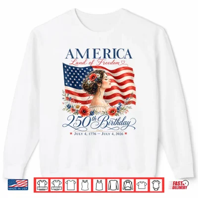 Sweatshirt 250th Anniversary USA Women 4th of July America 250 Years Shirt
