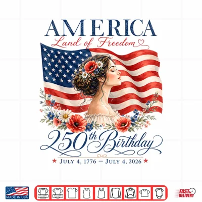Design 250th Anniversary USA Women 4th of July America 250 Years Shirt