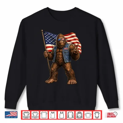 Bigfoot American Flag Sasquatch Usa Patriotic Peace Sign Shirt 2 Sweatshirt Bigfoot American Flag Sasquatch USA Patriotic Peace Sign Shirt