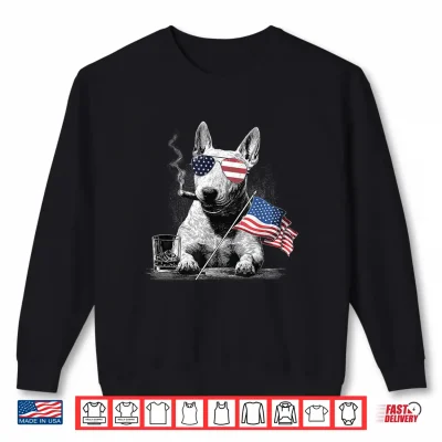 Sweatshirt Bull Terrier Dog Dad Patriotic American Flag July Fourth Shirt