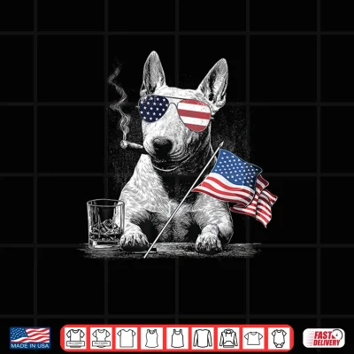 Design Bull Terrier Dog Dad Patriotic American Flag July Fourth Shirt