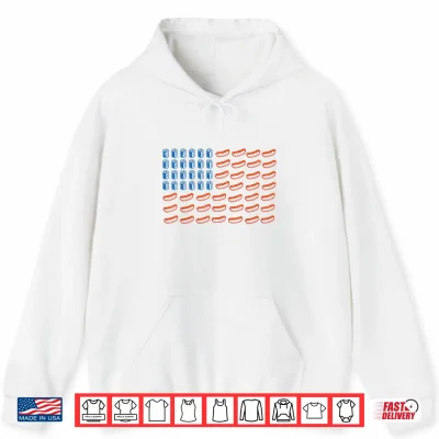 Hoodie Hot Dog American Flag Patriotic Funny 4th of July BBQ Shirt