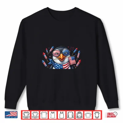 Sweatshirt Funny Penguin American USA Flag Memorial Day 4th of July Shirt