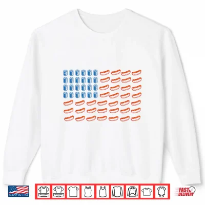 Sweatshirt Hot Dog American Flag Patriotic Funny 4th of July BBQ Shirt