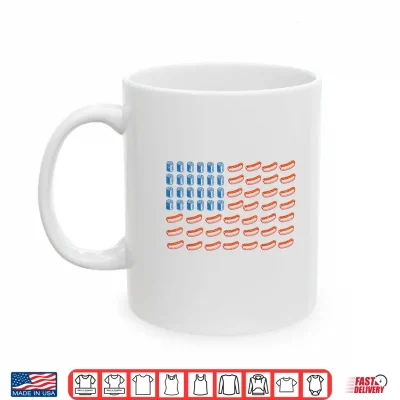 Mug Hot Dog American Flag Patriotic Funny 4th of July BBQ Shirt