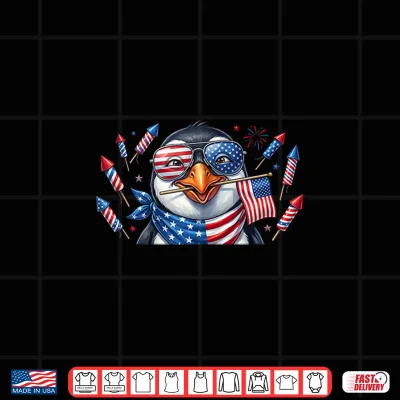Design Funny Penguin American USA Flag Memorial Day 4th of July Shirt