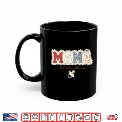 Mug Mama Red White and Due Baby Reveal 4th of July Shirt