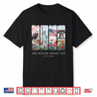 One Nation Under God Christian Wildflower 250Th Women Girls Shirt