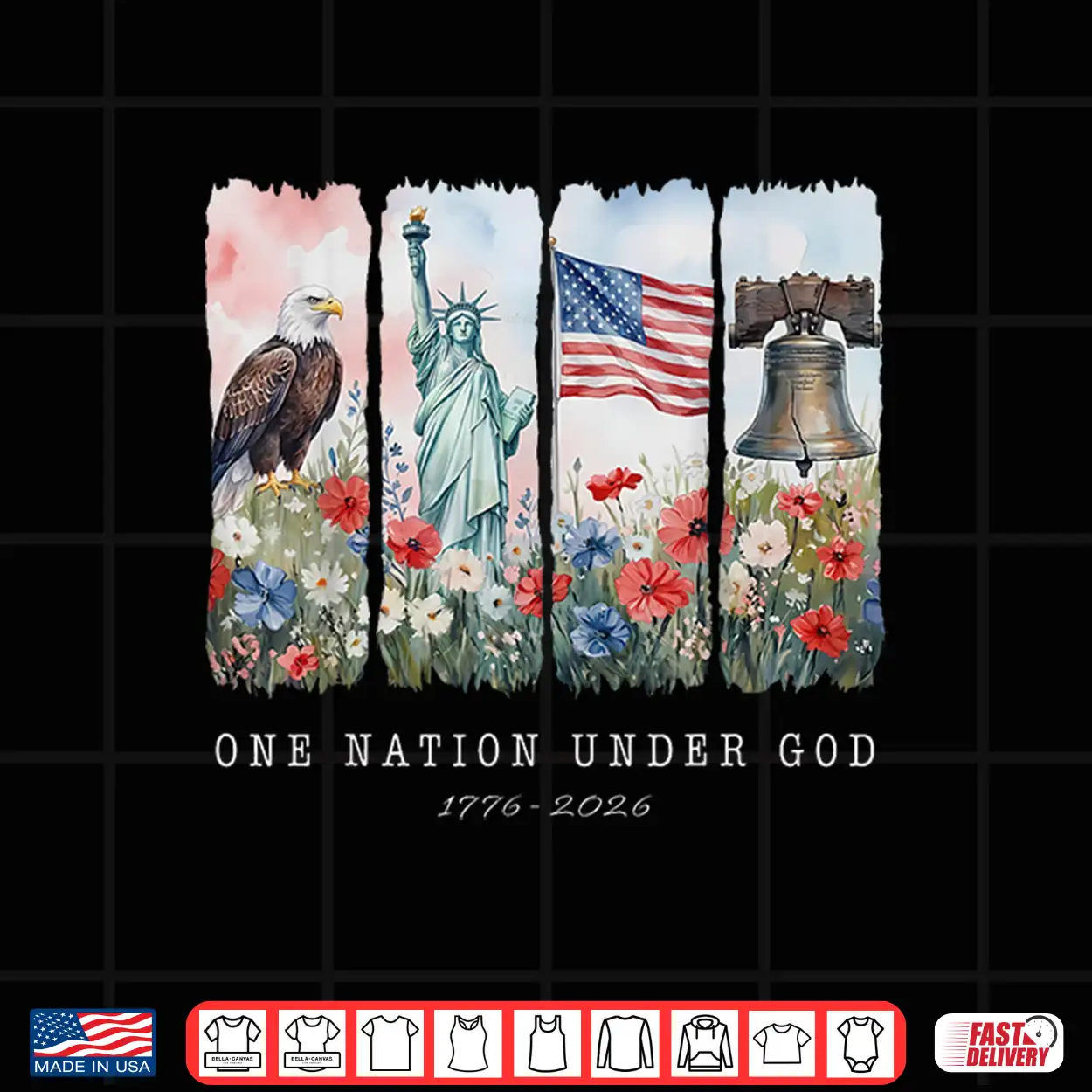 One Nation Under God Christian Wildflower 250Th Women Girls Shirt One Nation Under God Christian Wildflower 250Th Women Girls Shirt