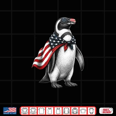 Design Penguin 4th of July US American Flag Patriotic Shirt