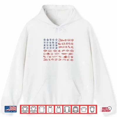 Hoodie Seashell USA Flag America 250th Anniversary 4th of July Shirt