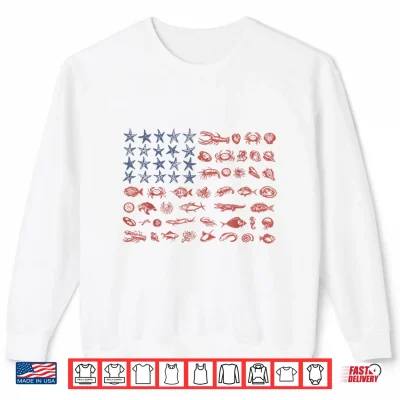Sweatshirt Seashell USA Flag America 250th Anniversary 4th of July Shirt