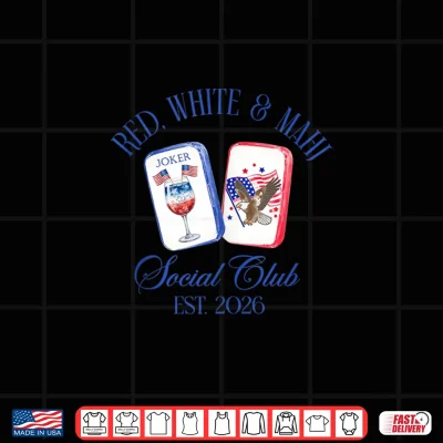 Design Red White Mahjong Social Club 2026 Patriotic 4th of July Shirt