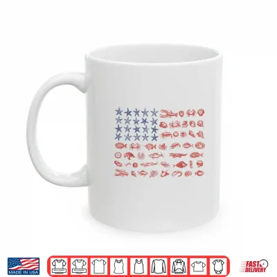 Mug Seashell USA Flag America 250th Anniversary 4th of July Shirt